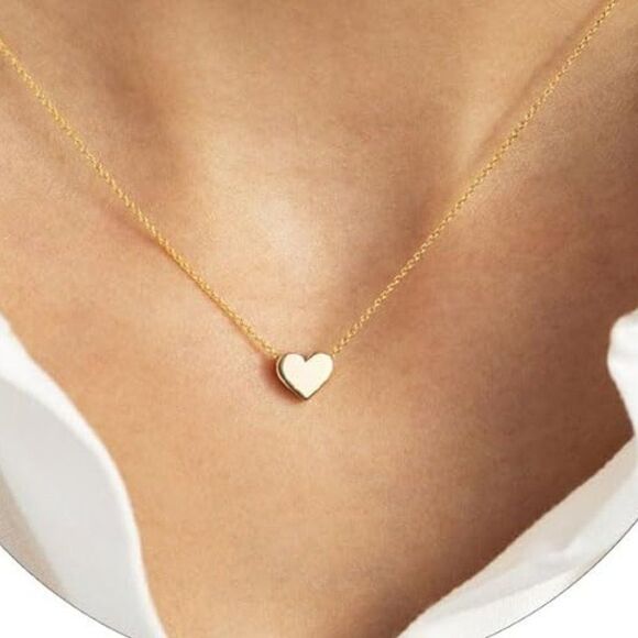 New Tiny Heart Necklace, Gold Heart Necklace, Dainty Heart Necklace Minimalist - Picture 1 of 6